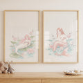 Pink Watercolor Mermaid Diptych