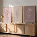 Botanical Affirmations Triptych Digital Art Set
