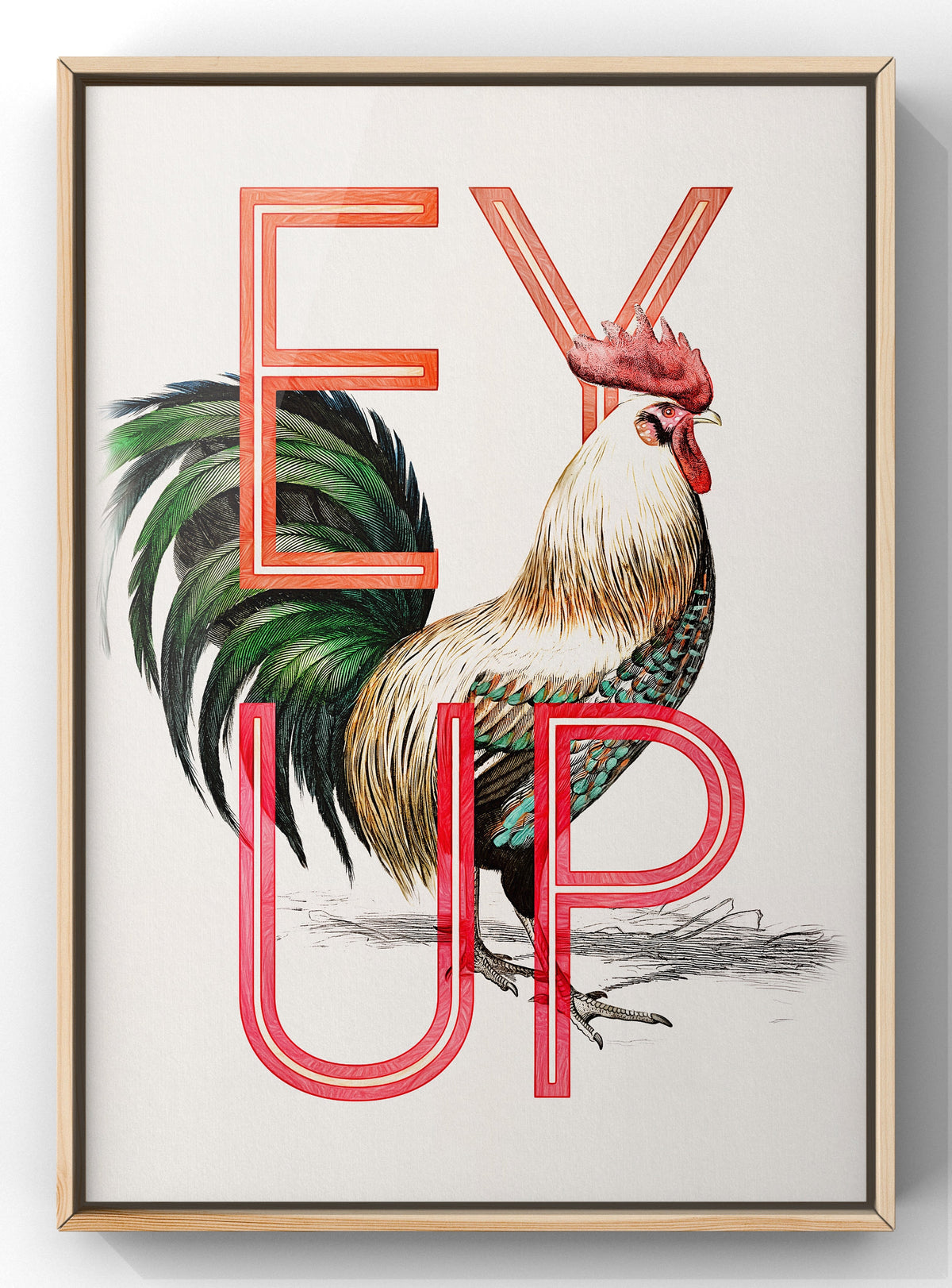 Ey Up Rooster Typography Digital Print