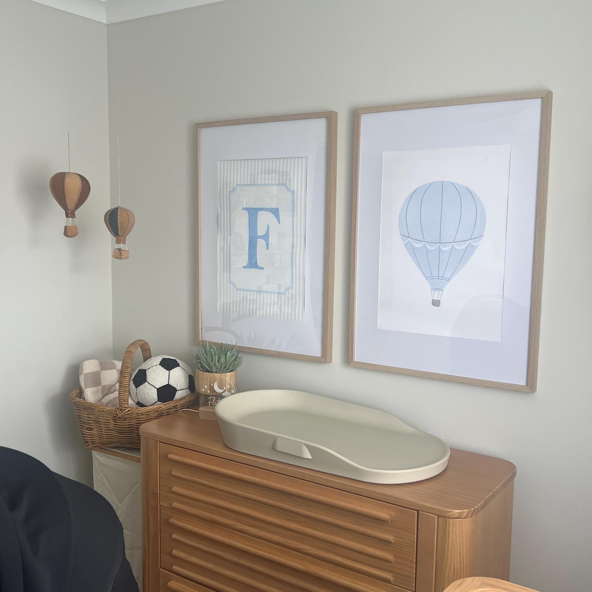 Blue Hot Air Balloon Nursery Digital Art