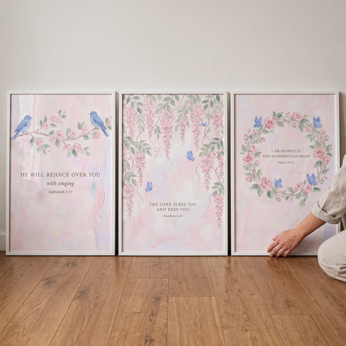 Christian Scripture Watercolor Trio Digital Art Print