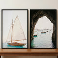 Coastal Sailboat and Cave Harbor Digital Art Set