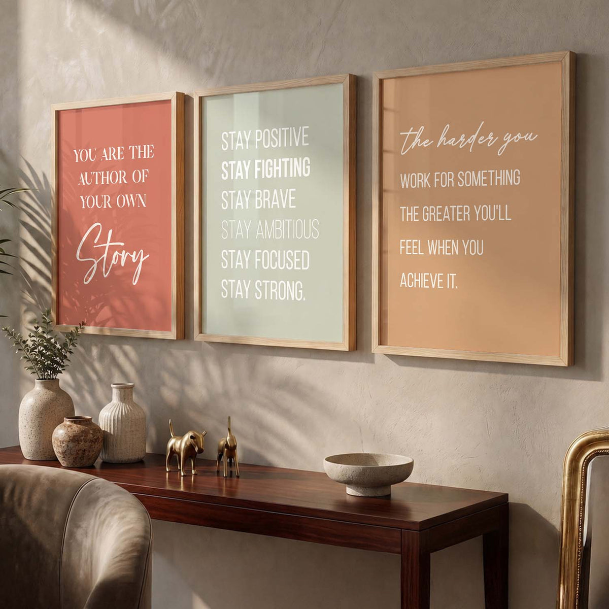 Motivational Quotes Triptych Digital Art Set
