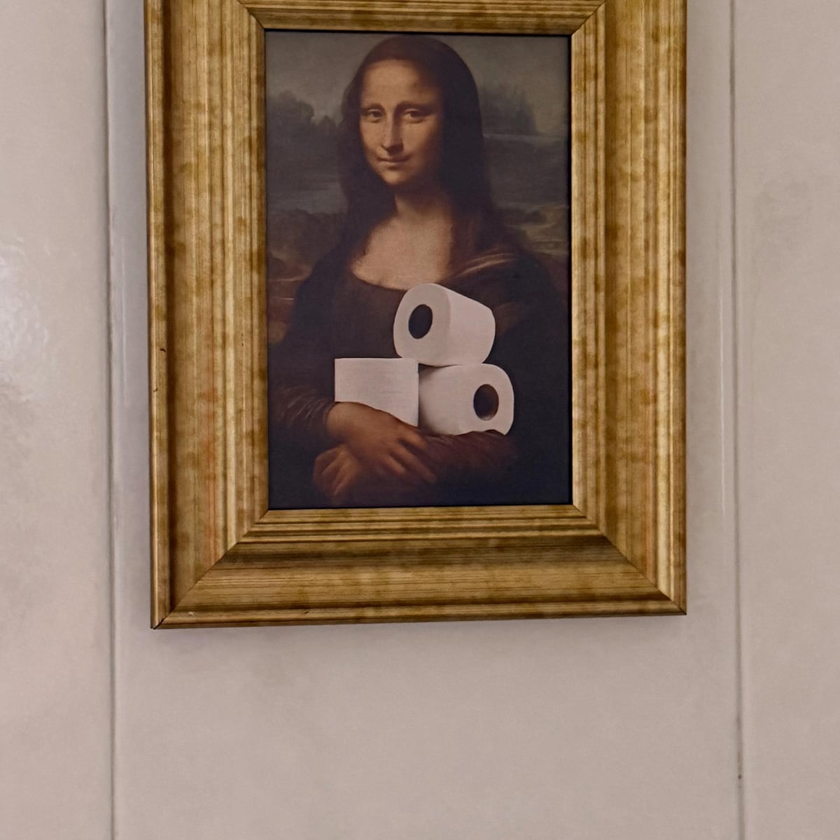 Mona Lisa Toilet Paper Canvas Print