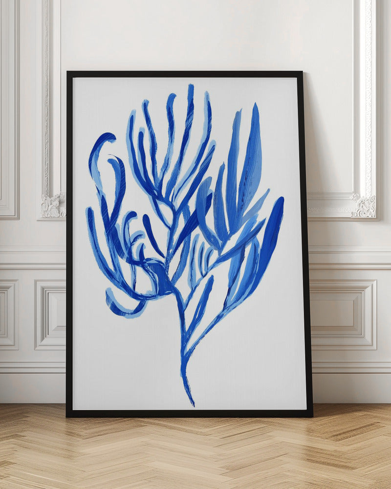 Abstract Cobalt Blue Botanical Digital Wall Art