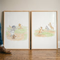 Jungle Animals Playing Baseball Watercolor Digital Art