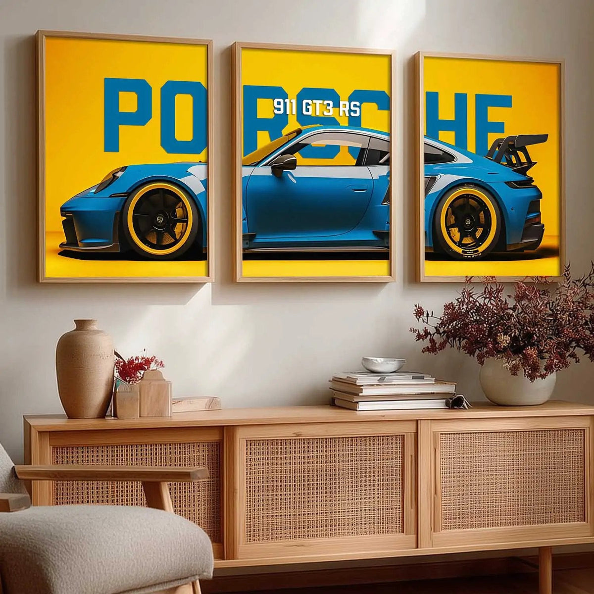 Porsche 911 GT3 RS Triptych Digital Art