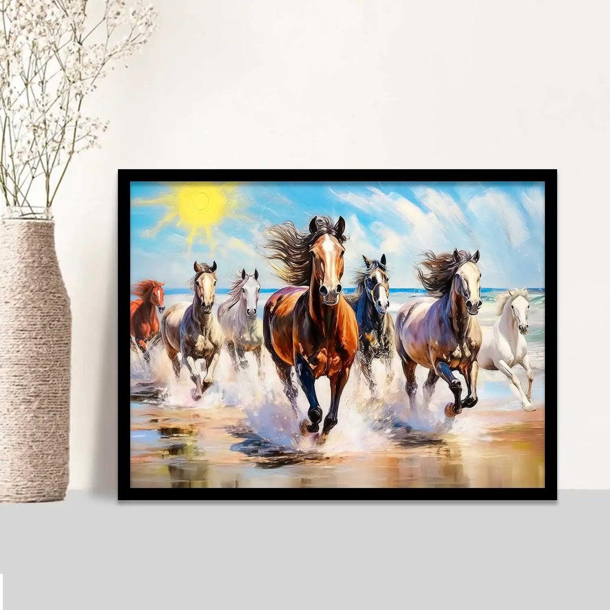 Wild Horses Beach Running Digital Artwork