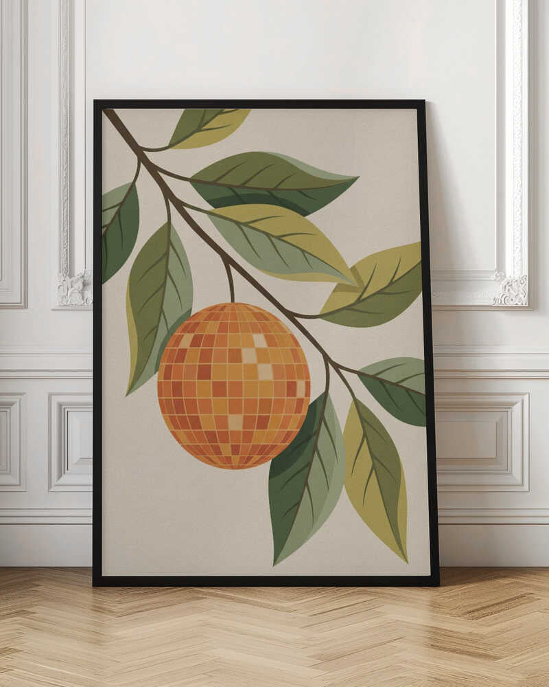 Retro Disco Orange Branch Botanical Digital Art