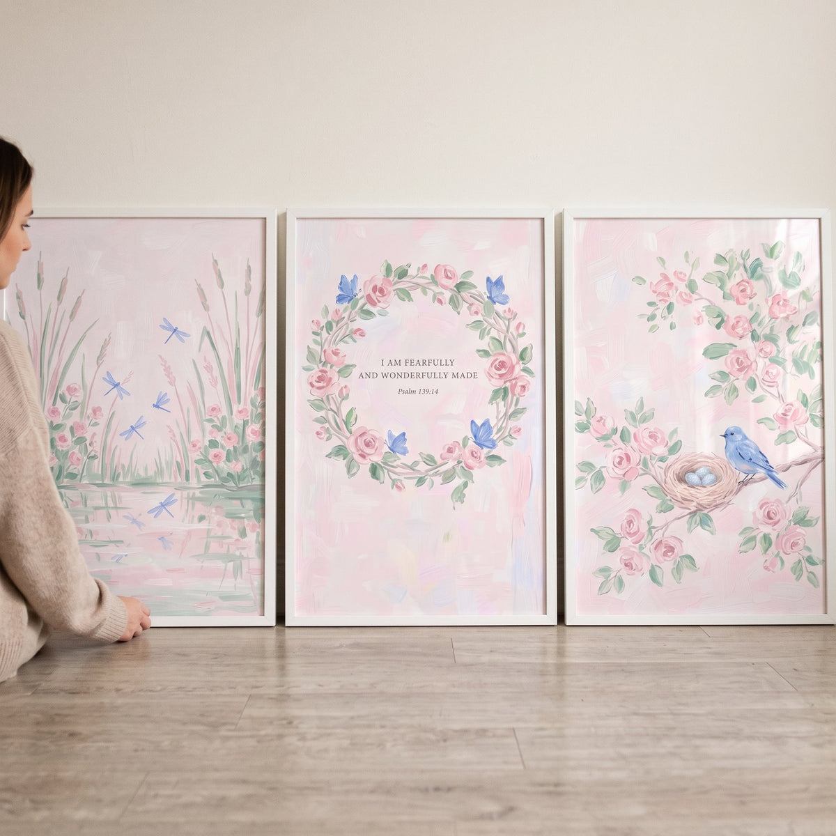 Fearfully and Wonderfully Made Floral Triptych Digital Art