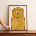 Charming Minimalist Golden Owl Digital Art