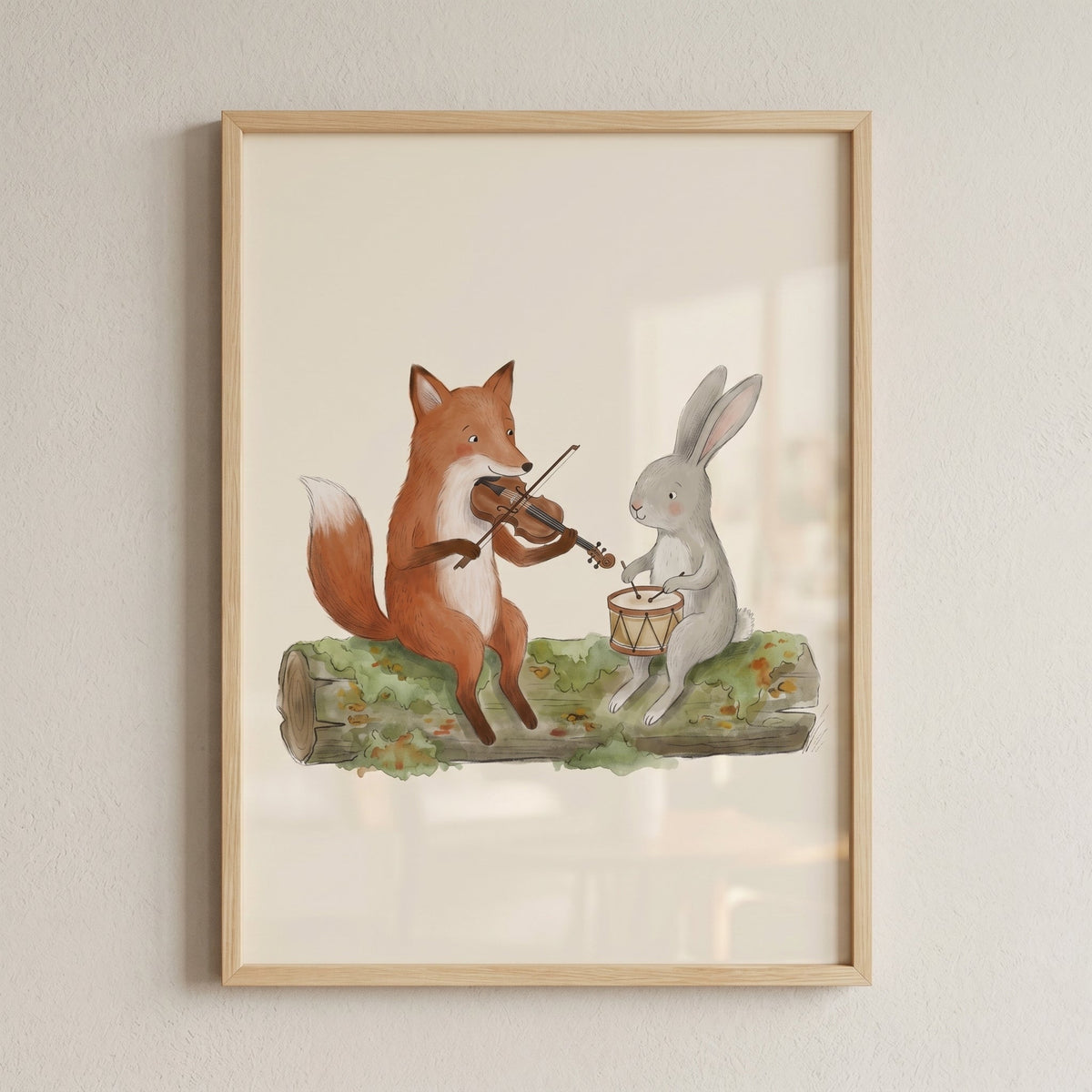 Woodland Musicians Fox and Rabbit Digital Artwork