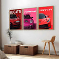 Supercar Trio Digital Wall Art Collection