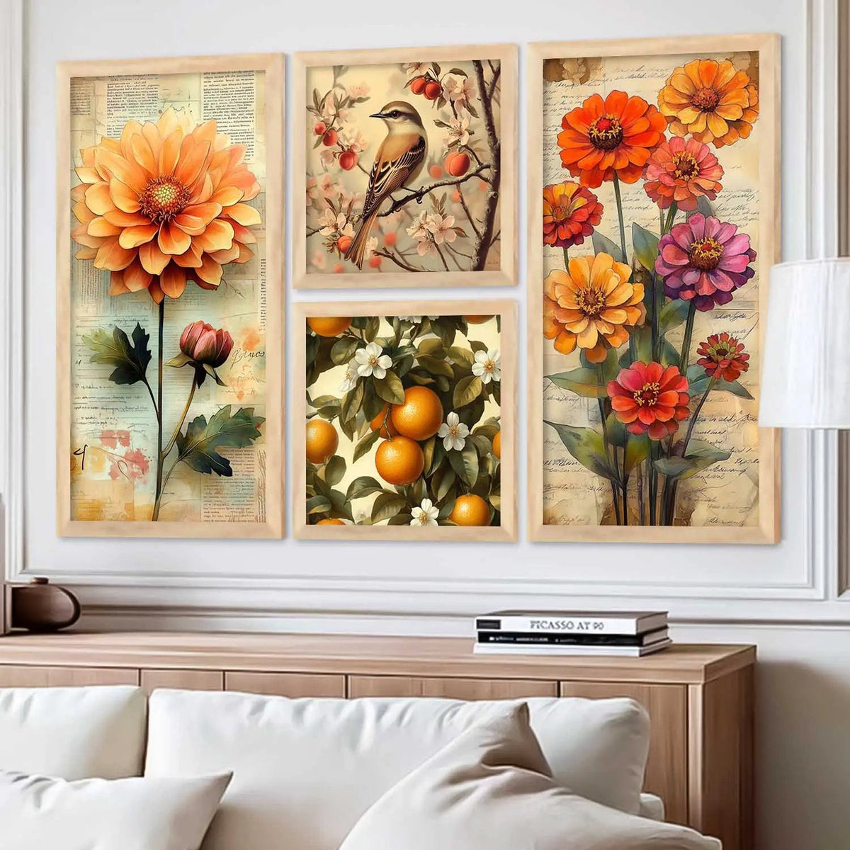 Vintage Botanical Gallery Wall Digital Art Set