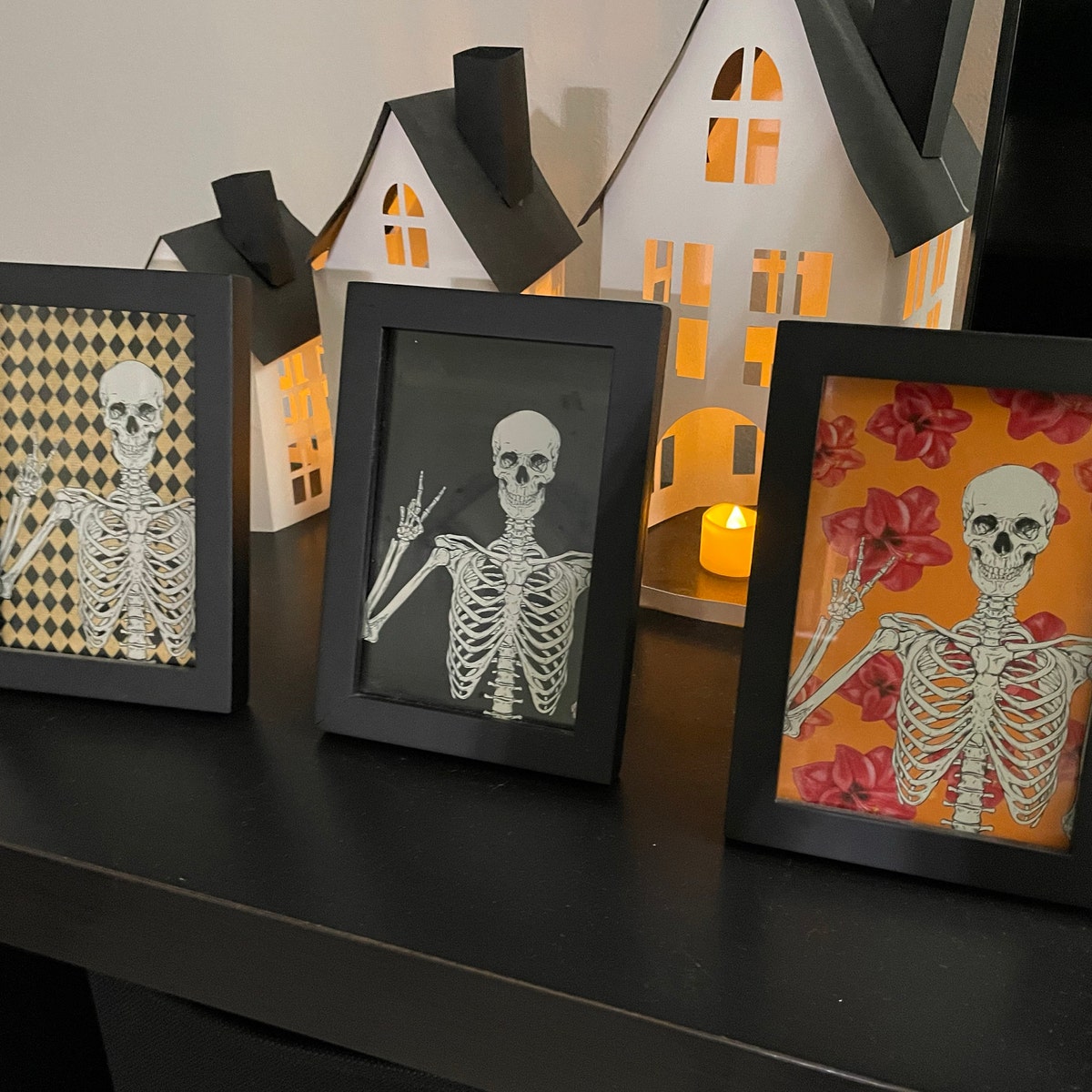 Spooky Skeleton Peace Sign Digital Art Bundle