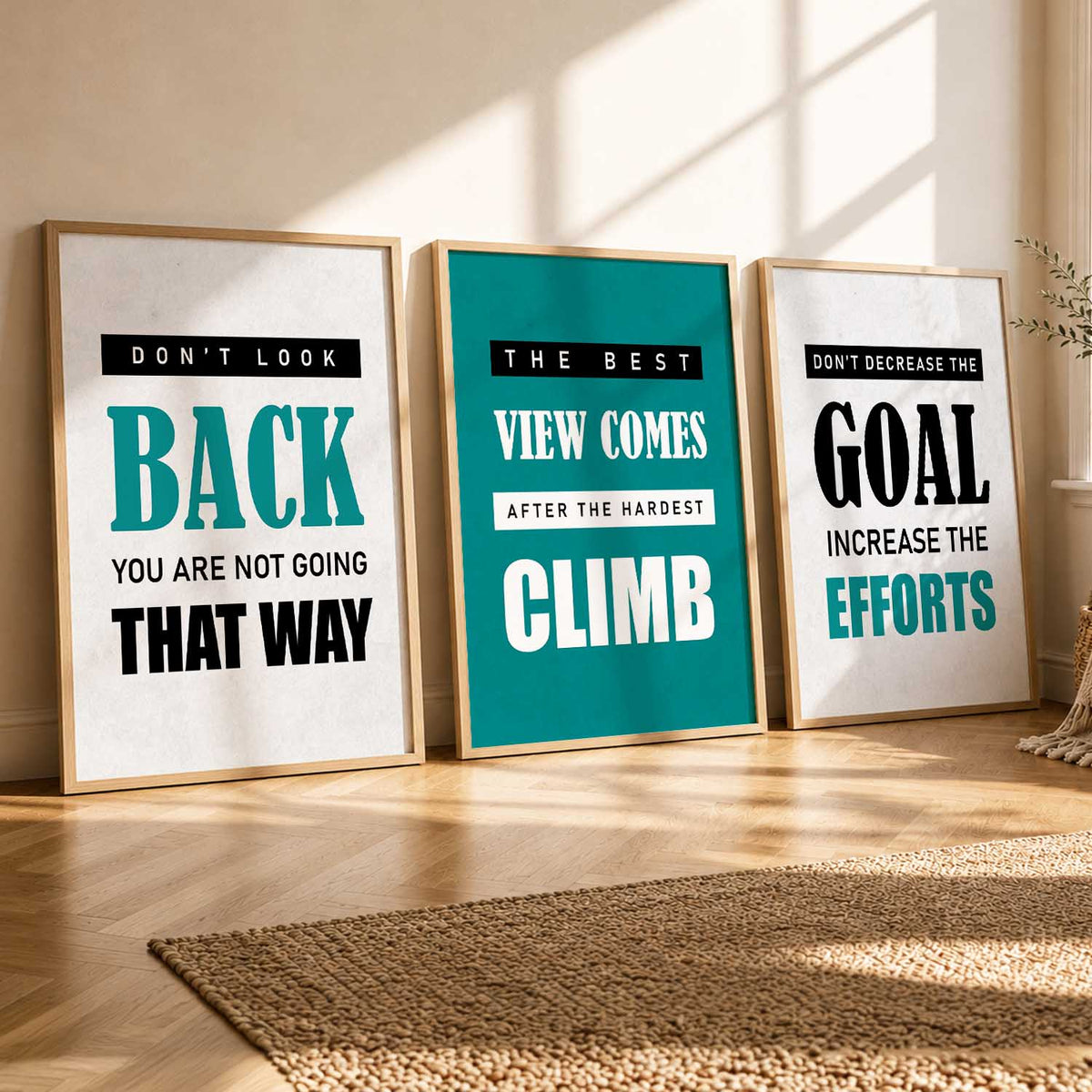 Motivational Quotes Triptych Digital Art Set