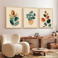 Abstract Botanical Leaf Triptych Digital Art