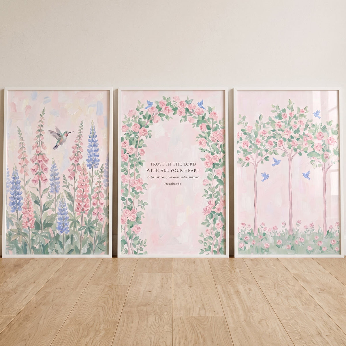 Trust in the Lord Floral Triptych Digital Art