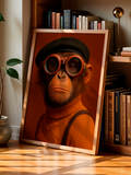 Chic Chimpanzee with Round Glasses Digital Artwork
