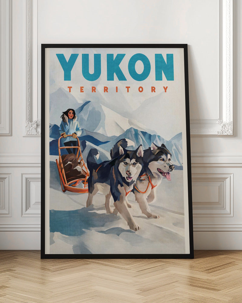 Yukon Territory Vintage Travel Dog Sledding Digital Art