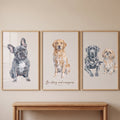Watercolor Dog Portraits Triptych