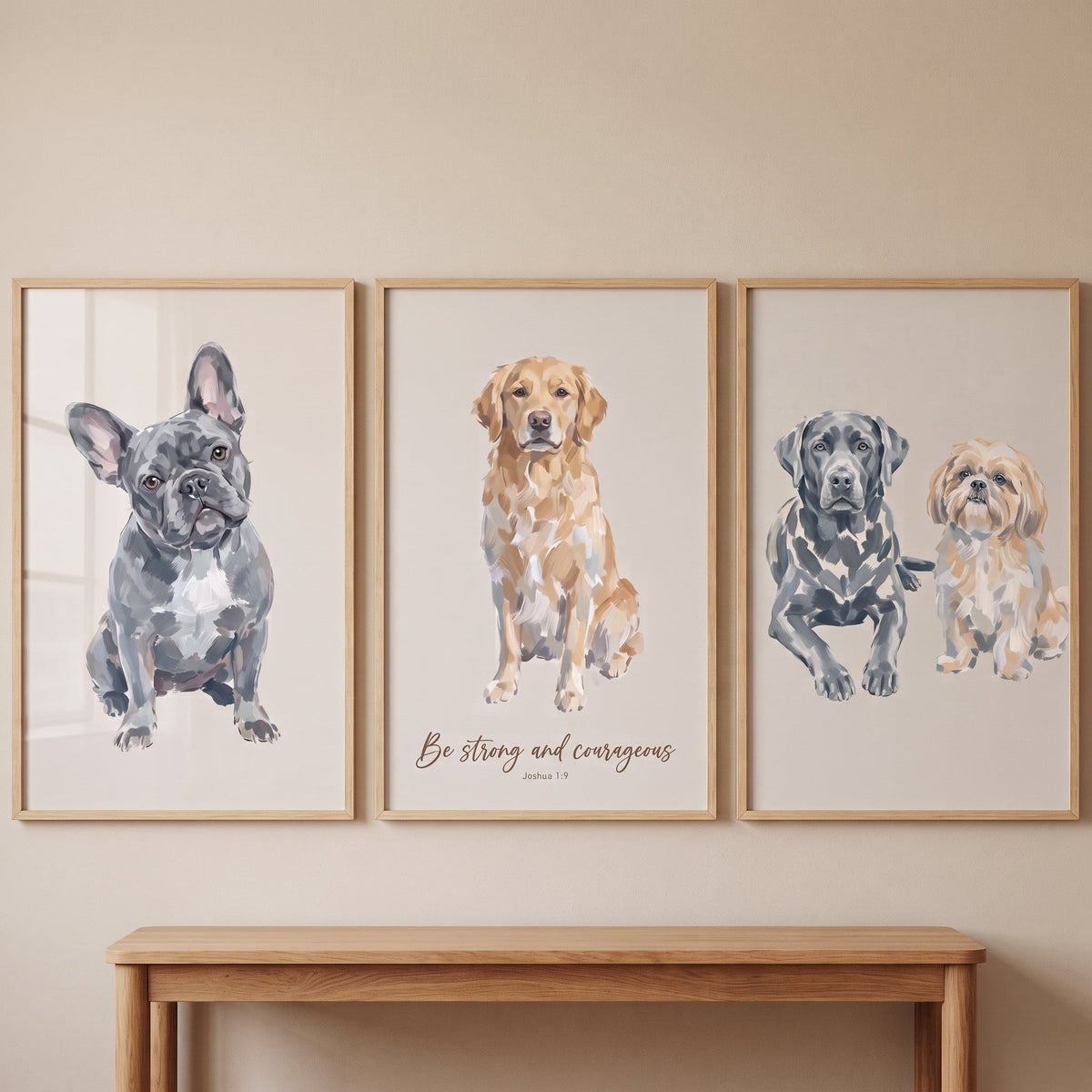 Watercolor Dog Portraits Triptych
