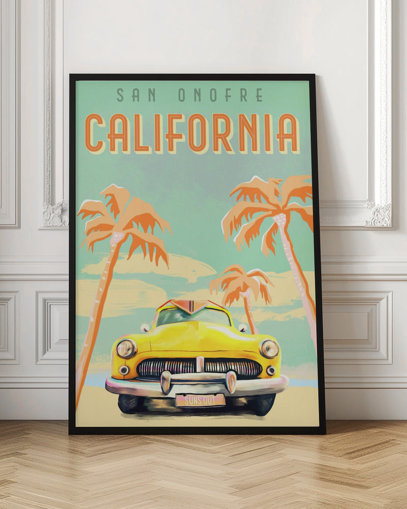 San Onofre California Vintage Surf Travel Poster