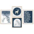 Blue Boho Botanical and Wildlife Gallery Wall Set