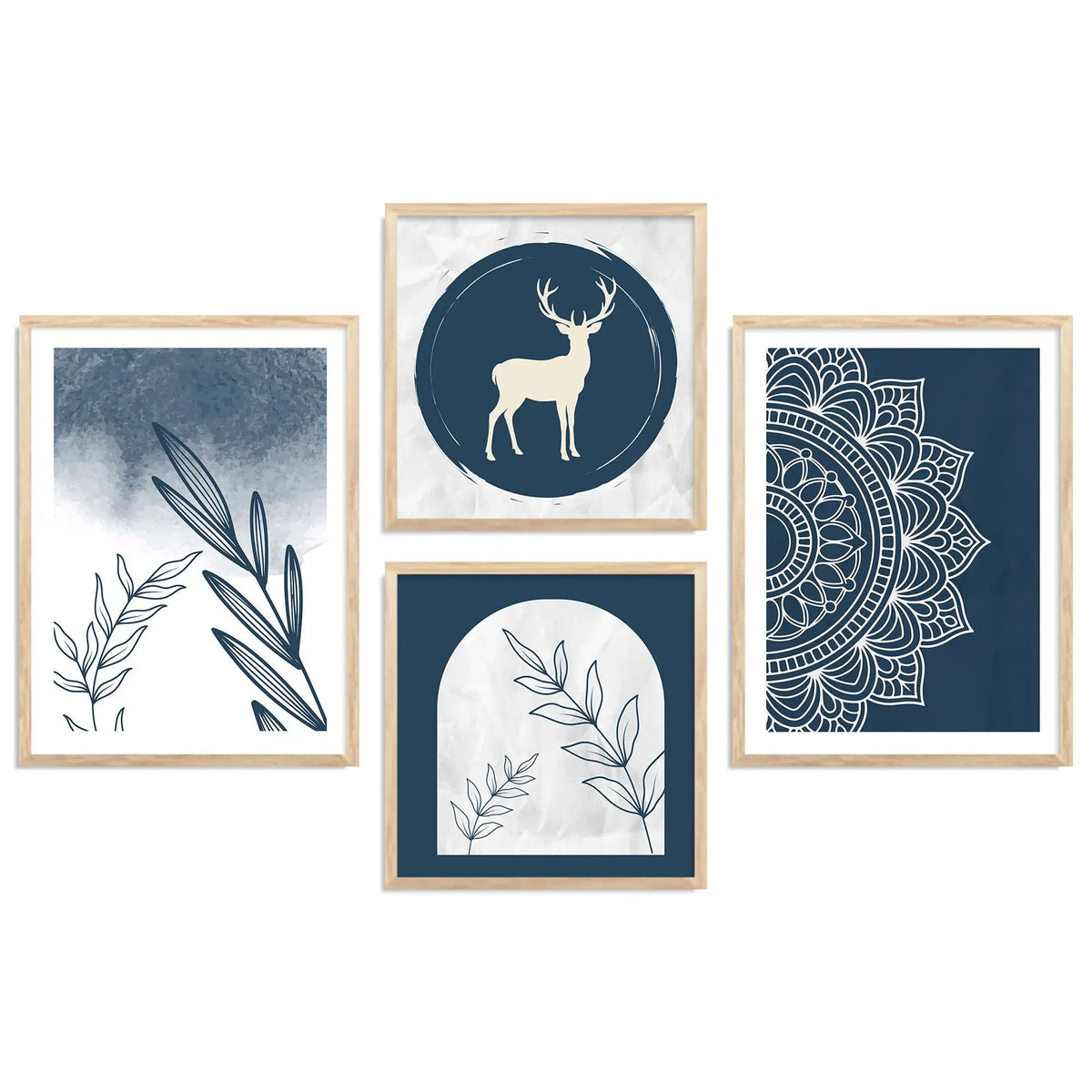 Blue Boho Botanical and Wildlife Gallery Wall Set