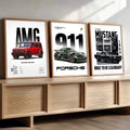 Iconic Sports Cars Digital Art Trio