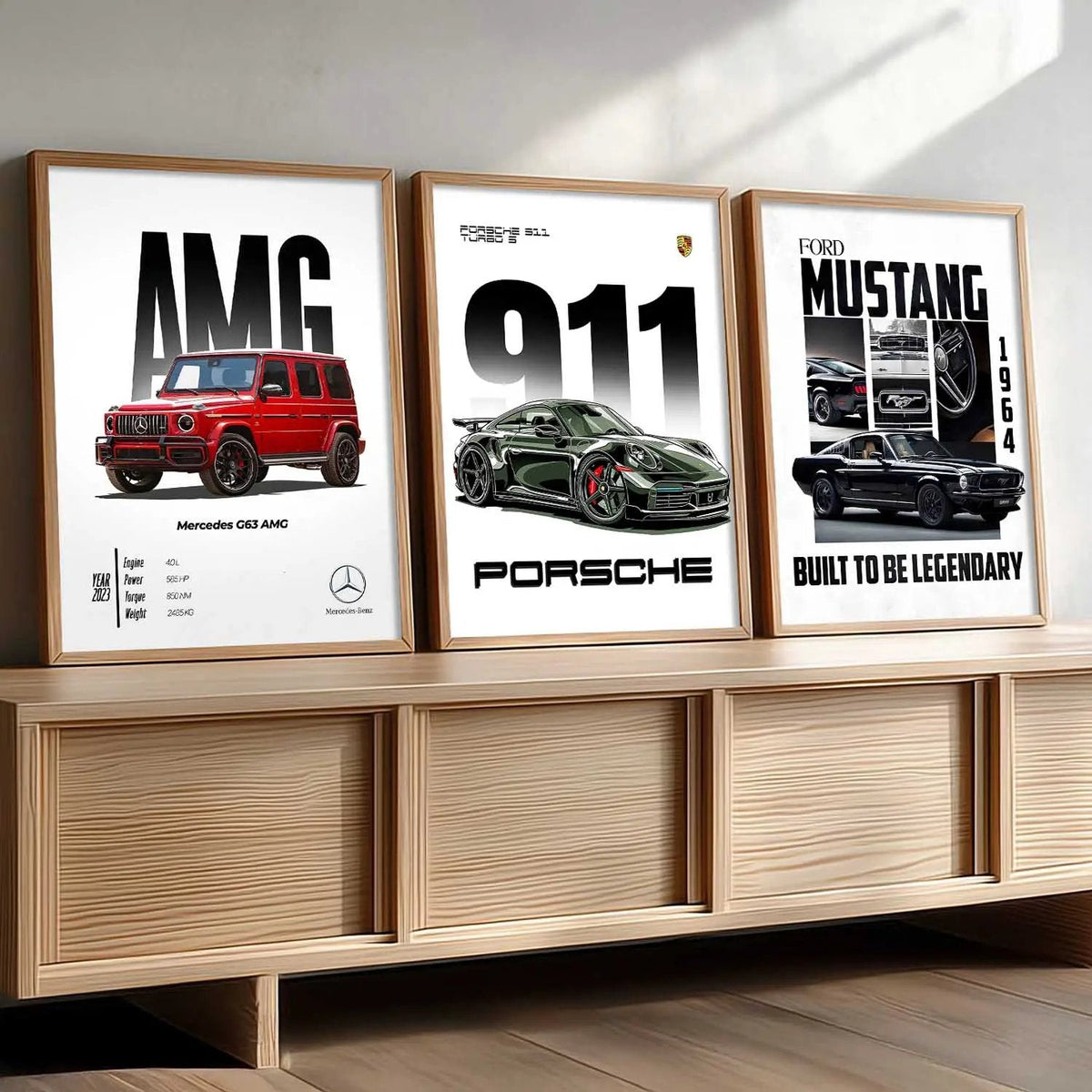 Iconic Sports Cars Digital Art Trio