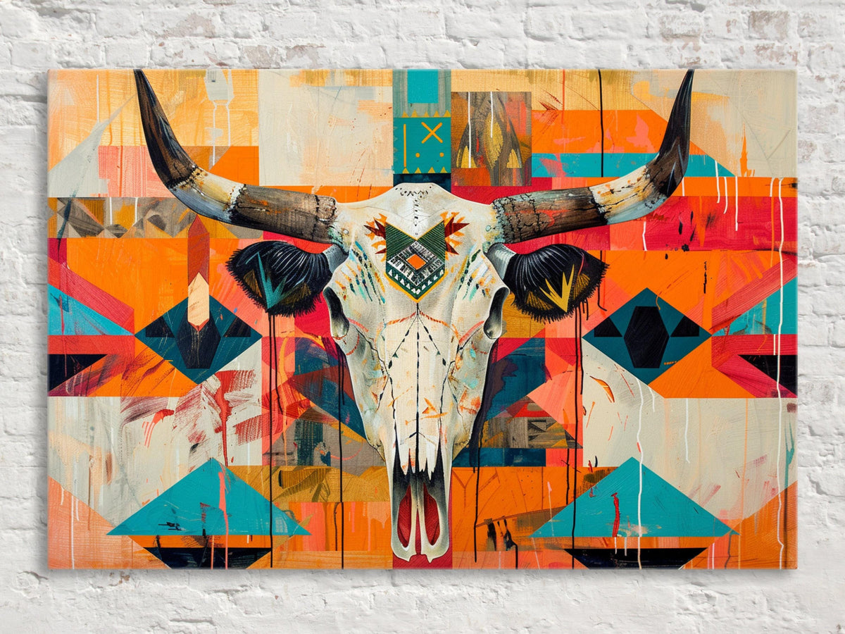 Abstract Bull Skull Geometric Digital Art