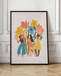 Women and Floral Symphony Digital Art Print