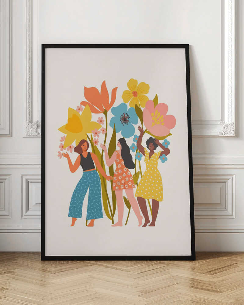 Women and Floral Symphony Digital Art Print
