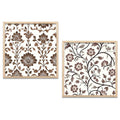 Brown Floral Damask and Vine Digital Art Set