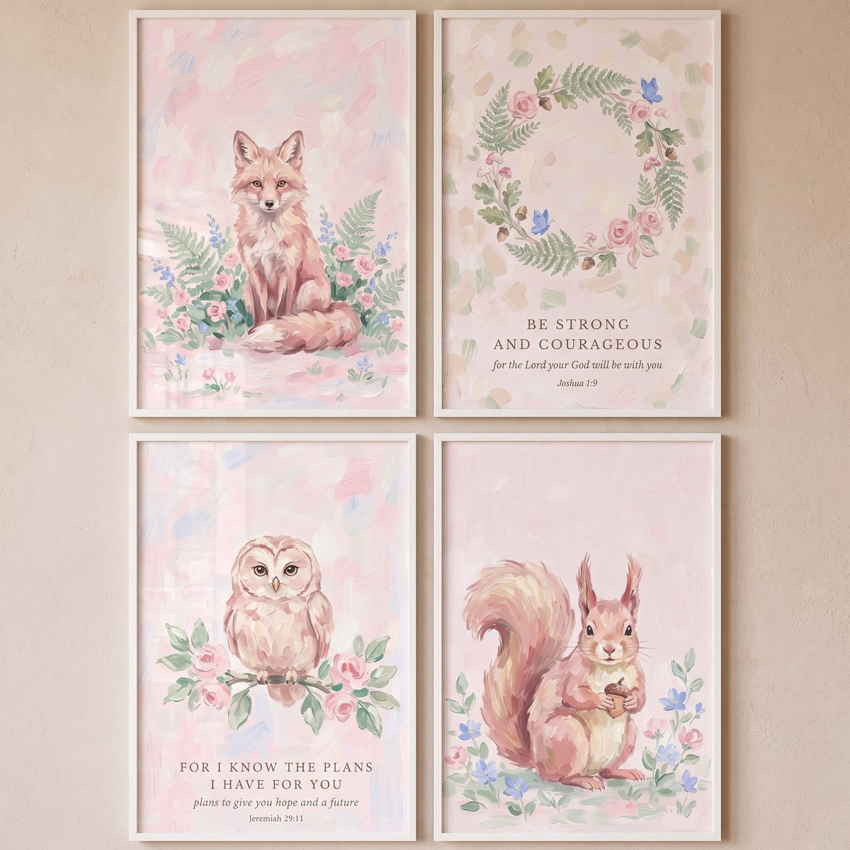 Pastel Woodland Animals Nursery Digital Art Set