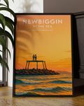 Newbiggin by the Sea Sunset Digital Travel Poster