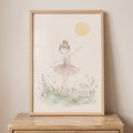 Little Ballerina and Bunny Digital Watercolor Art
