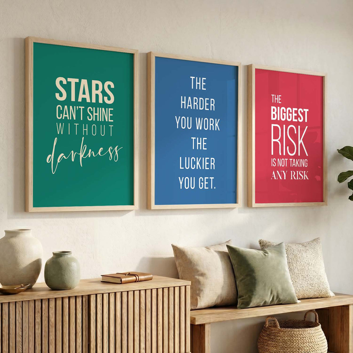 Inspirational Motivational Quote Trio Digital Wall Art Set