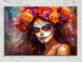 Vibrant Sugar Skull Woman Digital Art