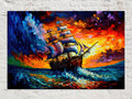 Vibrant Seascape Sailing Ship Digital Art