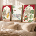 Mughal Palace Gardens Triptych Digital Art