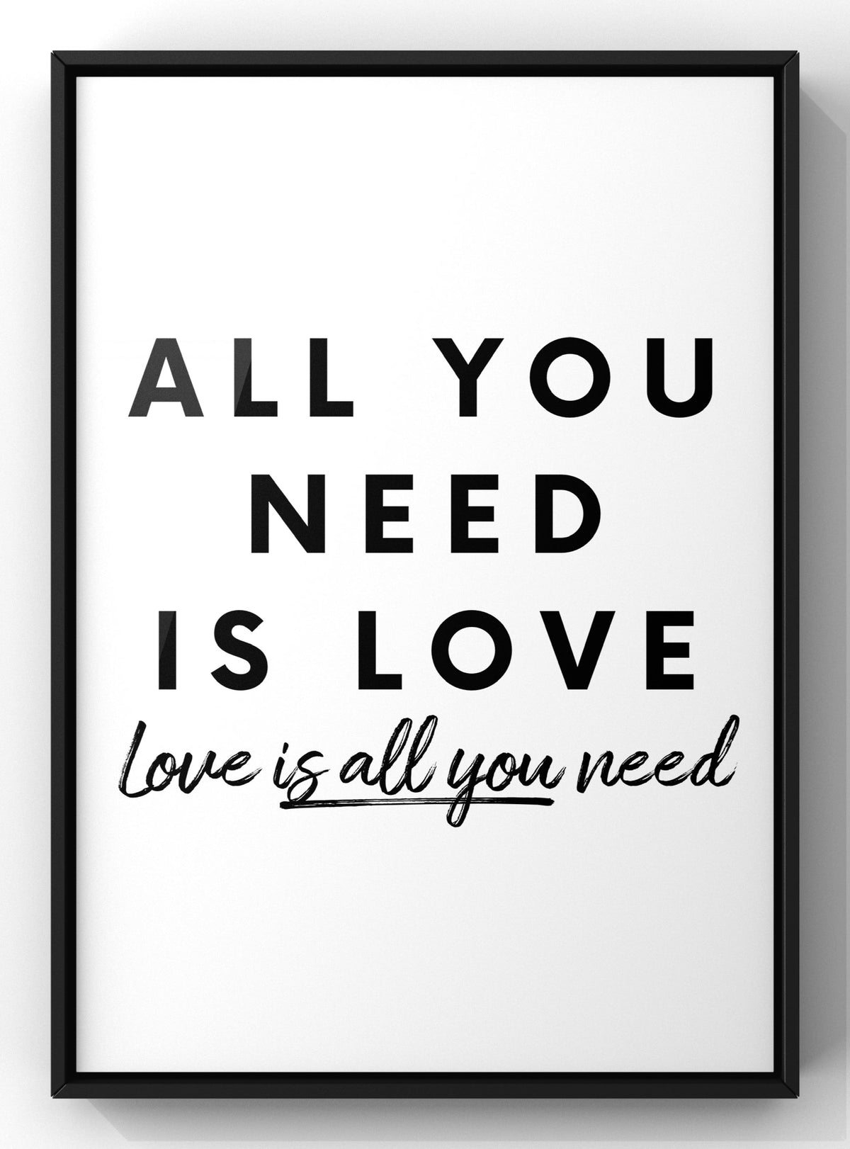 All You Need Is Love Typography Digital Download