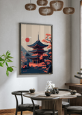 Japanese Pagoda Sunset Digital Art