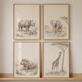 Safari Animals Watercolor Digital Art Set of 4