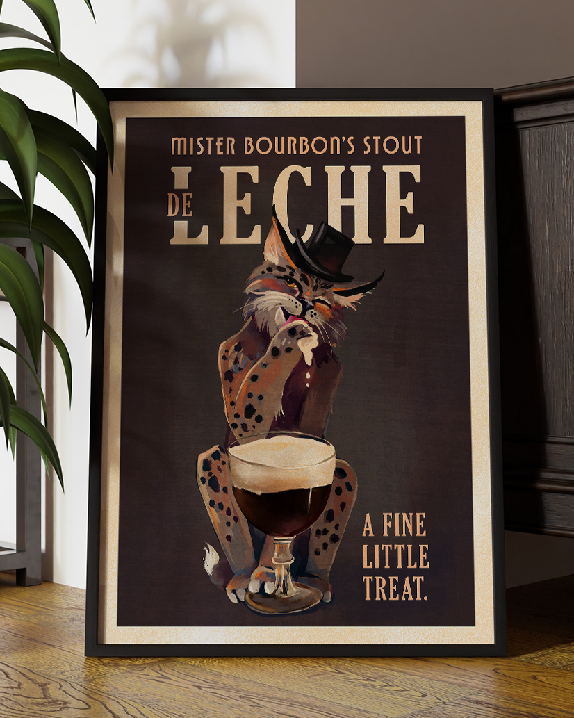 Mister Bourbon's Stout De Leche Cat Vintage Art Digital Download