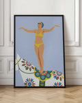 Retro Swimmer on Floral Horse Digital Art