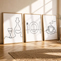 Minimalist Kitchen Line Art Trio