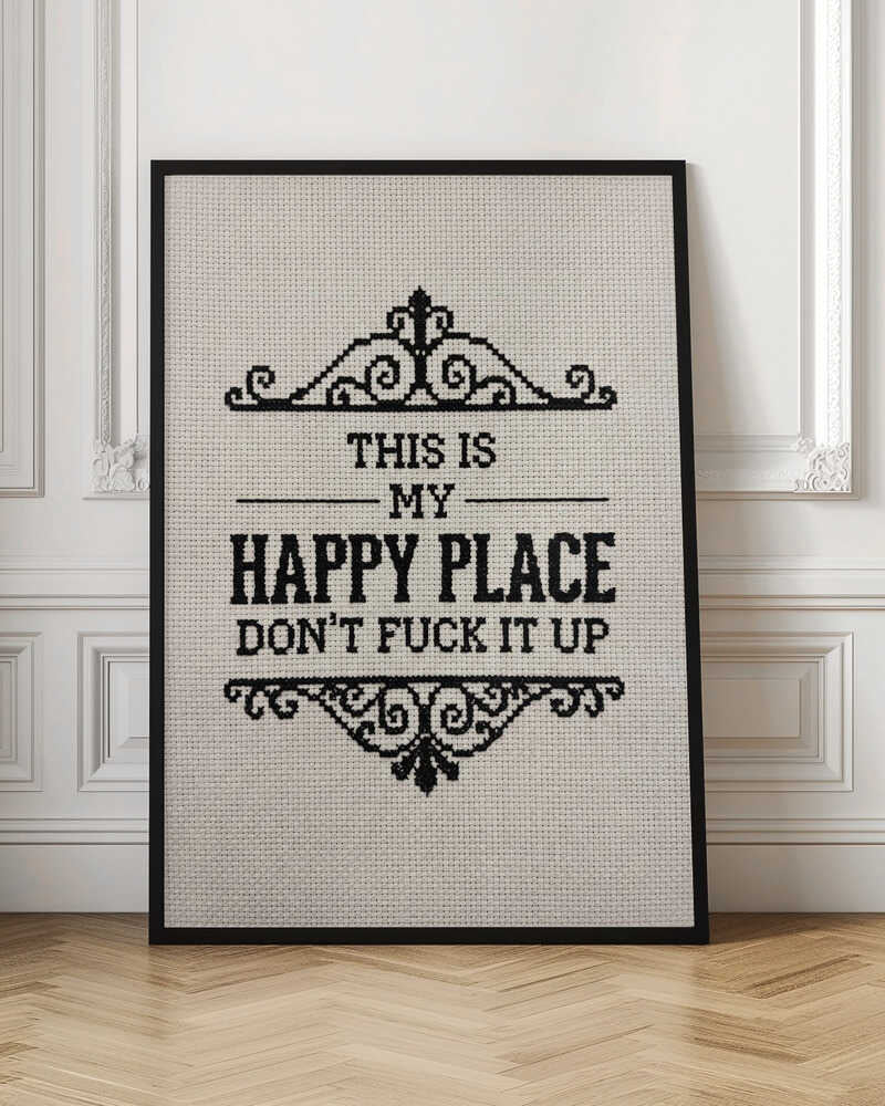 This Is My Happy Place Cross Stitch Typography Digital Art