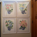 Chinoiserie Floral Vase Watercolor Digital Art Set of Four